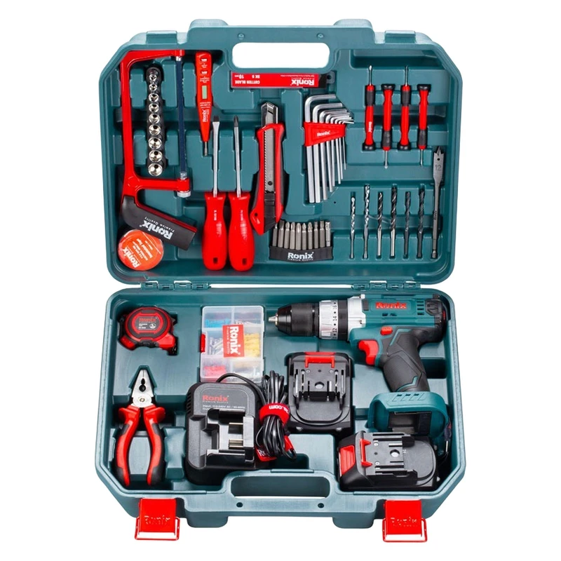 مجموعه 53 عددی دریل پیچ‌گوشتی شارژی چکشی رونیکس مدل RS-8620